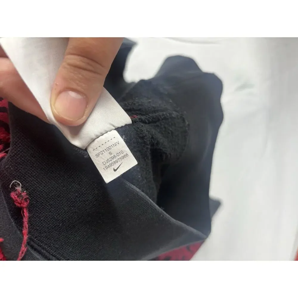 Nike Double Side Graphic Distressed Hoodie Small Patchwork Black Red Turquoise‎